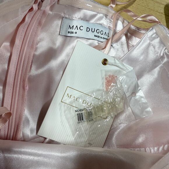 Mac Duggal NWT Beaded Ruffle High Low Gown Ice Pink Size 8 Jeweled Chiffon - Picture 5 of 10